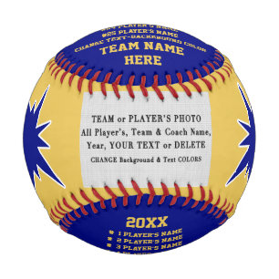 Blue and Gold, Photo and Personalised Baseball