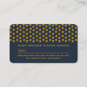 Blue and Gold Polka Dot , Diaper Raffle Ticket Enclosure Card