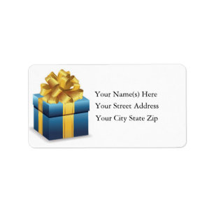 Blue and Gold Present Address Label