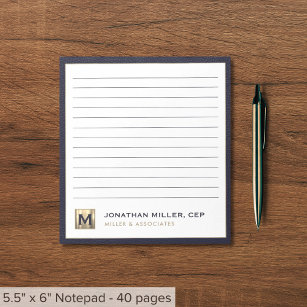 Blue and Gold Professional Initial Logo Notepad
