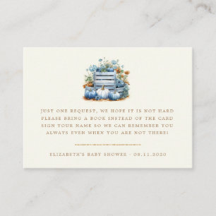 Blue And Gold Pumpkin Autumn Baby Shower Enclosure Card