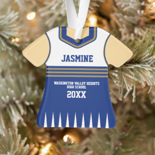 Blue and Gold School Colours Cheerleader Ornament