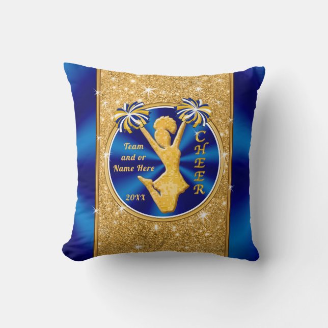 Blue and Gold Senior Night Gifts for Cheerleaders Cushion (Front)