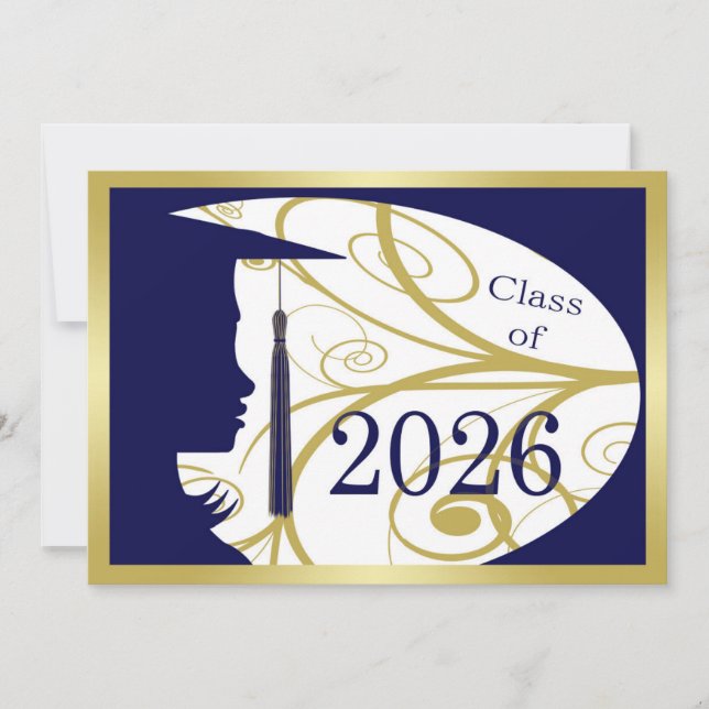 Blue and Gold Silhouette 2026 Card (Front)