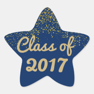 Blue and Gold Sparkle Graduation Star Sticker 2017