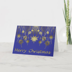 Blue and Gold Star Jewels Christmas Holiday Card