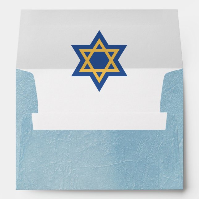 Blue and Gold Star of David design Envelope (Back (Bottom))