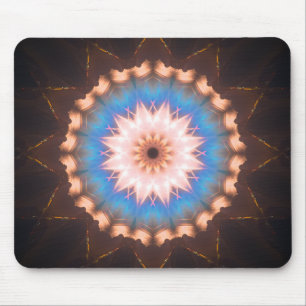 Blue and Gold Star-Shaped Mandala Mouse Pad