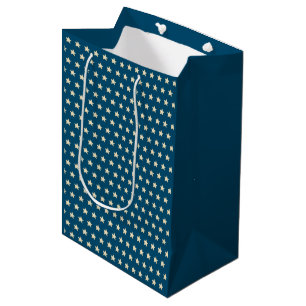Blue and Gold Stars Christmas  Medium Gift Bag