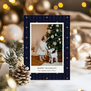 Blue And Gold Stars Wallpaper Photo Holiday Card