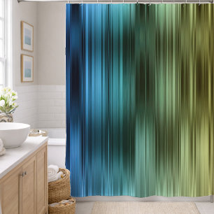 Blue and Gold Stripe Shower Curtain
