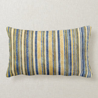 BLUE AND GOLD STRIPED PILLOW
