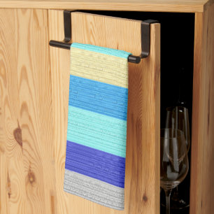 Blue and Gold Striped  Tea Towel