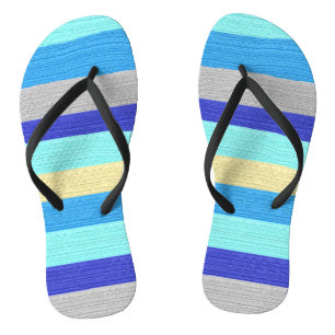 Blue and Gold Stripes Flipflops