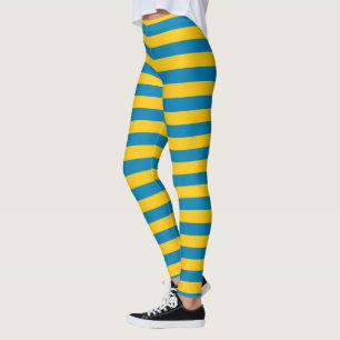 Blue and Gold Stripes Leggings