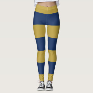 Blue and Gold Stripes Leggings