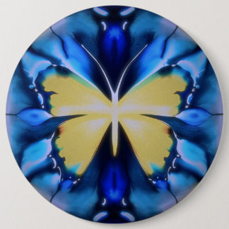 Blue and Gold Tie Dye Butterfly Button