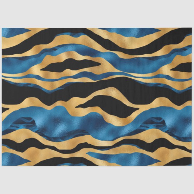 Blue and Gold Tiger Series Design 2 Tissue Paper (Front)