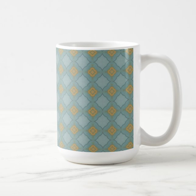 Blue and Gold Tiled Pattern Mug (Right)