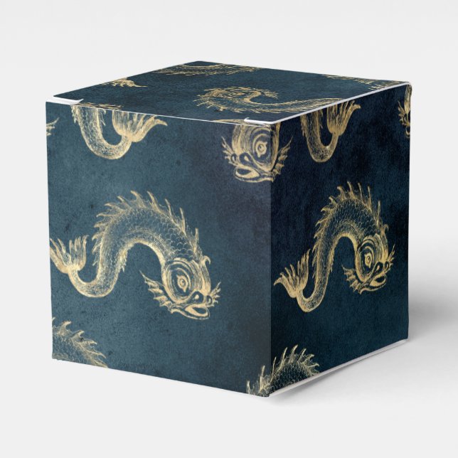 Blue and Gold Vintage Nautical Favour Box (Front Side)