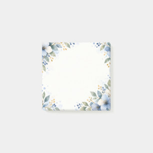 Blue and Gold Watercolor Floral Frame Post-it Notes