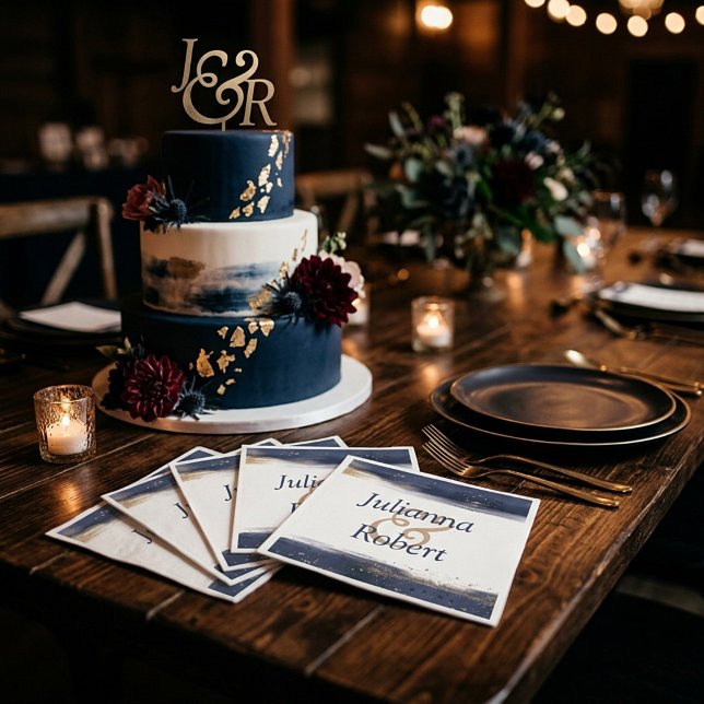 Blue and gold watercolor  napkins (Creator Uploaded)