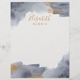 Blue and Gold Watercolor Swash Custom Letterhead