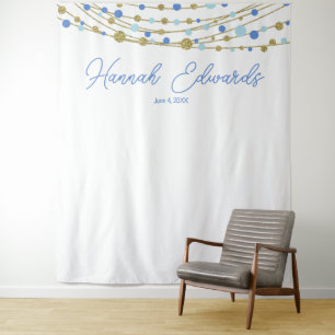 blue and gold wedding photo backdrop party banner tapestry