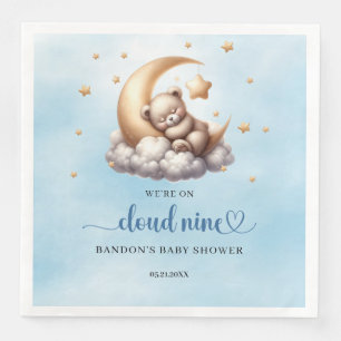 Blue and gold We're on cloud nine teddy bear boy Napkin
