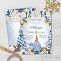 Blue and Gold Winter Wonderland Quinceañera