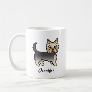 Blue And Gold Yorkshire Terrier Cartoon Dog & Name Coffee Mug