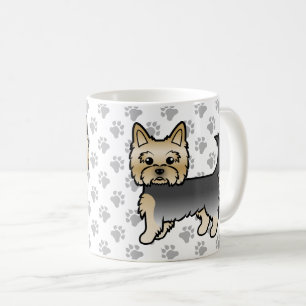 Blue And Gold Yorkshire Terrier Cartoon Dog & Paws Coffee Mug