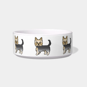 Blue And Gold Yorkshire Terrier Cartoon Dogs Bowl