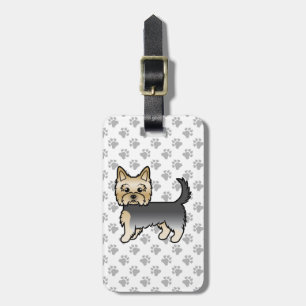 Blue And Gold Yorkshire Terrier Dog & Custom Text Luggage Tag