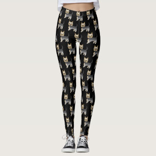 Blue And Gold Yorkshire Terrier Dog Pattern Leggings