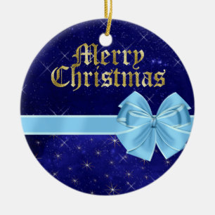 Blue and golden Christmas tree embellishment Ceramic Tree Decoration