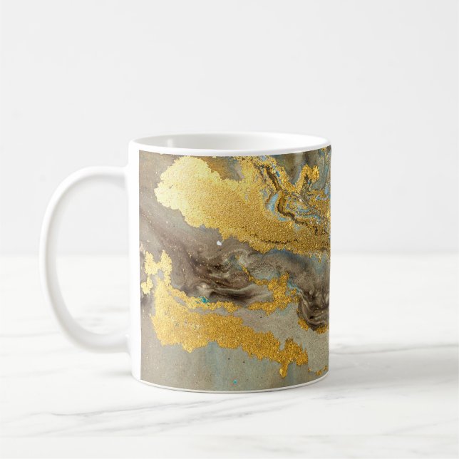 Blue and golden marble pattern coffee mug (Left)