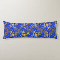 Blue and Golden Vector Seamless Pattern