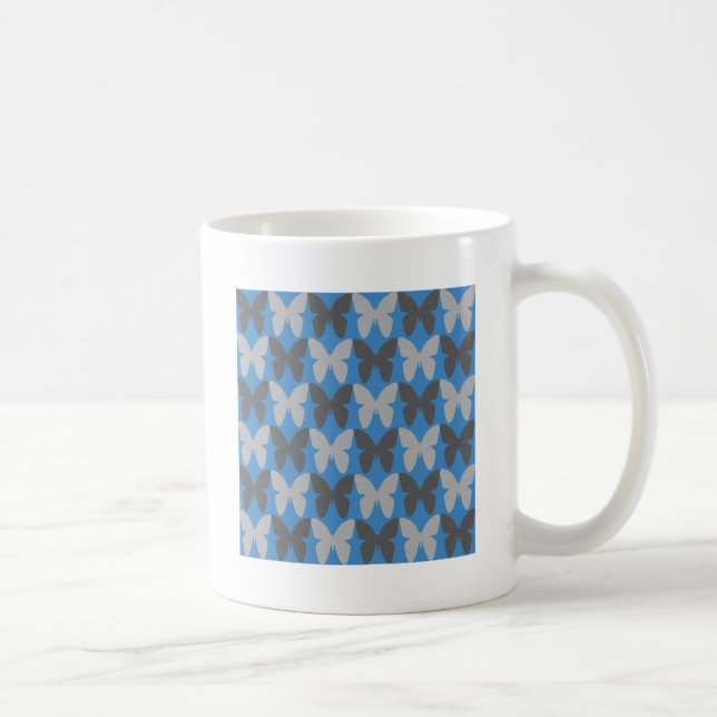 Blue and gray butterfly pattern coffee mug (Right)