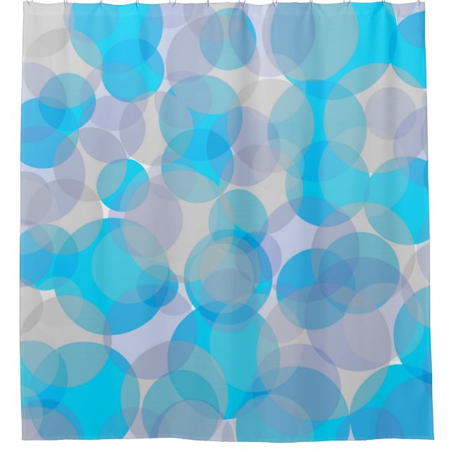 Blue and gray circles pattern shower curtain (Front)