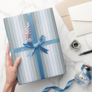 Blue And Gray Color Stripes On Watercolor Paper