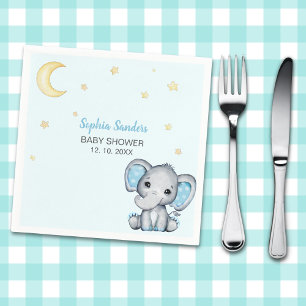 Blue and Gray Elephant Baby Shower Napkin