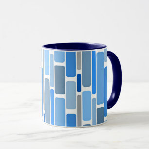 Blue and gray geometric pattern, mug