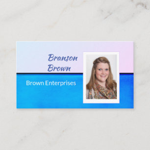 blue and gray minimalist bold photo custom business card