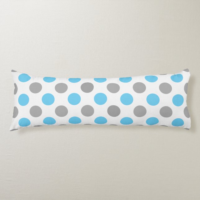 Blue and gray polka dots pattern body cushion (Front)