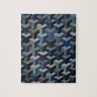 Blue and gray quilt pattern jigsaw puzzle