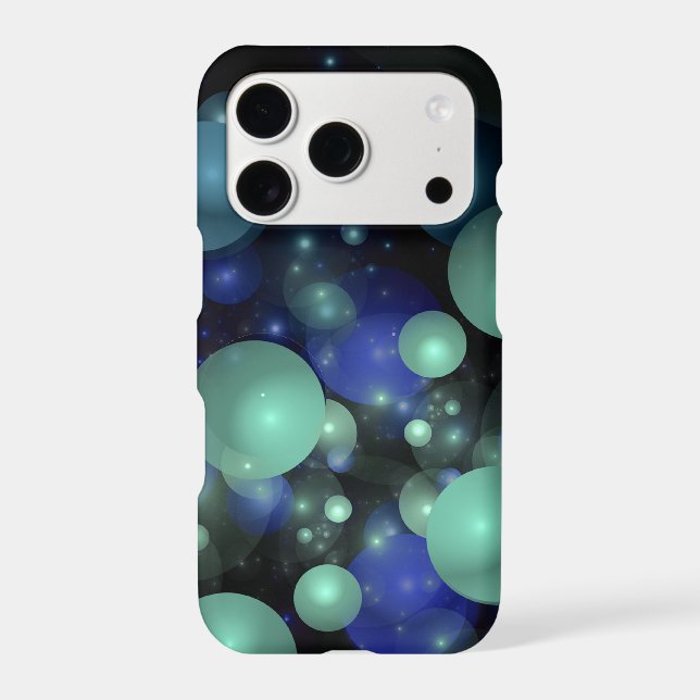 Blue and Green 3D Bubble Abstract Over Black (Back)