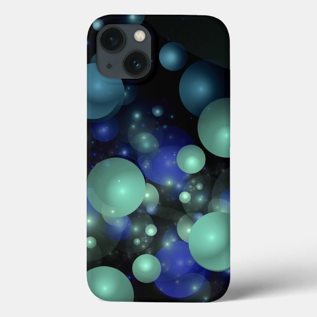 Blue and Green 3D Bubble Abstract Over Black Case-Mate iPhone Case (Back)