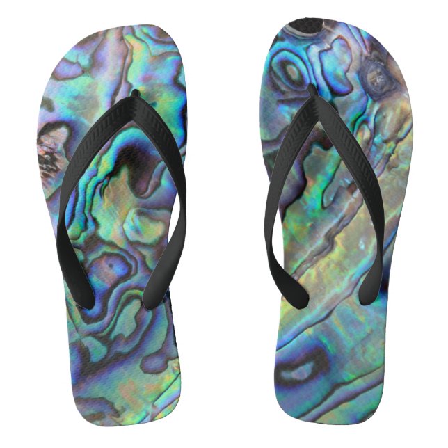 Blue and green abalone shell design jandals (Footbed)