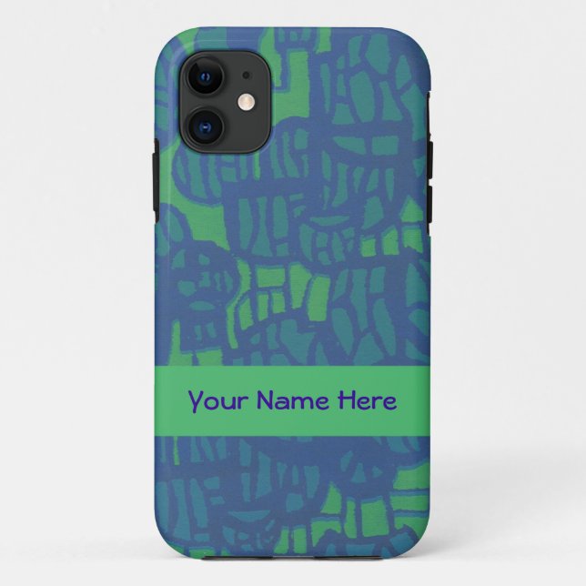 Blue and Green Abstract Bubbles Pattern Case-Mate iPhone Case (Back)